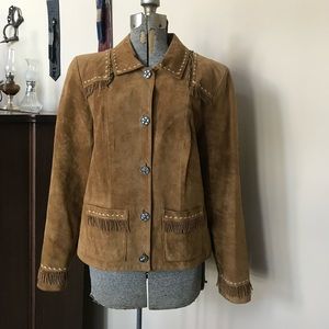 Beautiful DOUBLE D RANCH WEAR Brown Suede Leather Fringe Jacket